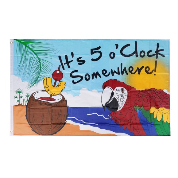 Bandera Auhafaly, loro de fiesta «It's 5 O'Clock Somewhere», 5 x 3 pies