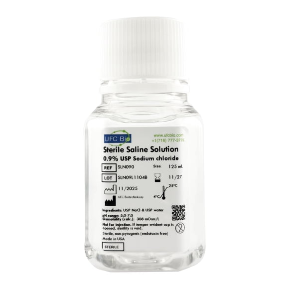 Solución salina UFC Bio 0.9% normal 125 mL estéril grado USP