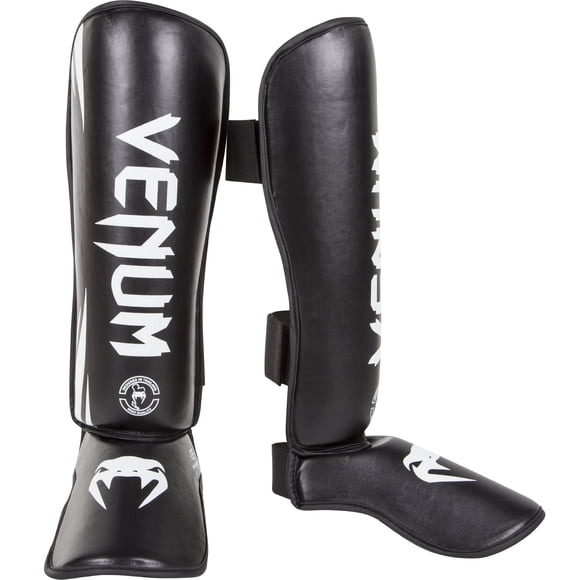 Espinilleras Venum Challenger Standup de piel sintética negra