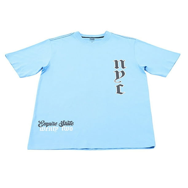 Polera Niño Teen M/C Focal Print Celeste Corona