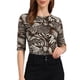 thumbnail image 1 of INSPIRE CHIC Camiseta Básica de Mujer con Mangas al Codo Cuello Redondo Ajustada Regreso a Clases Casual Estampada T-Shirt Café-Animal M, 1 of 6