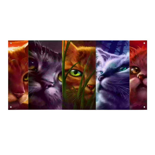 Gatos Guerreros Fondo Temático Pancarta Suministros de Decoración para Fiesta de Cumpleaños, Decoración de Fondo de Fiesta Personalizado,150x90cm