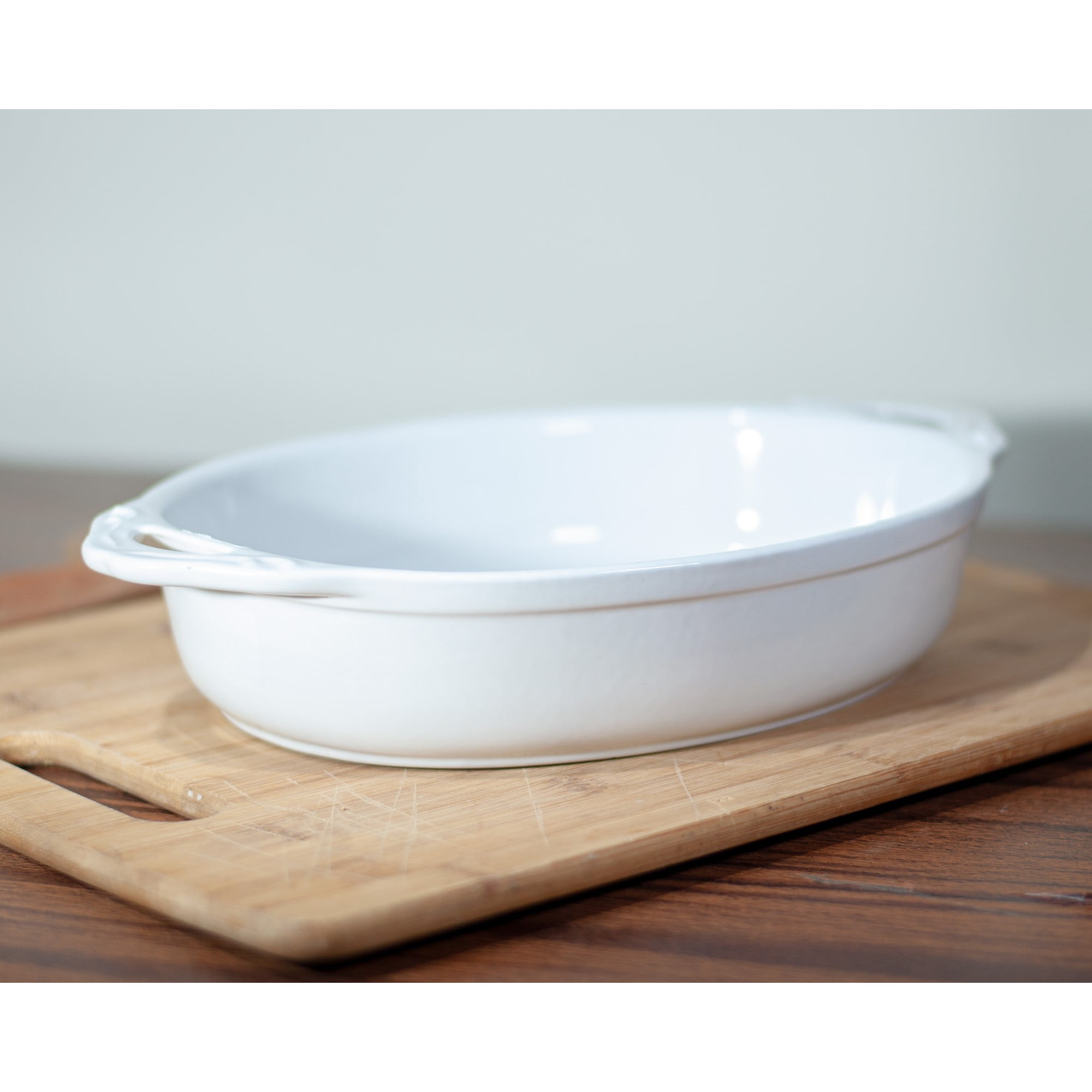 Genérico - Fuente De Cerámica P/ Horno Tipo Gres - Oval 32x21 Blanco