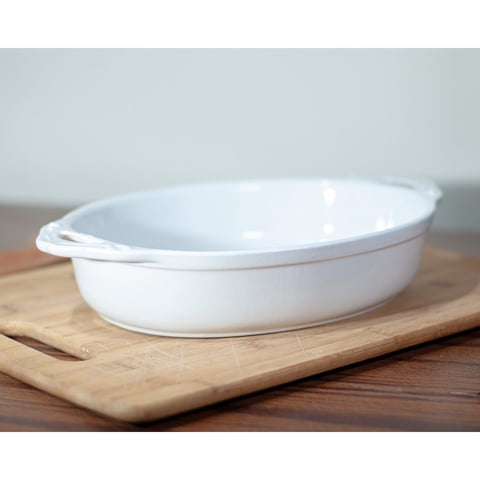 Genérico - Fuente De Cerámica P/ Horno Tipo Gres - Oval 32X21 Blanco