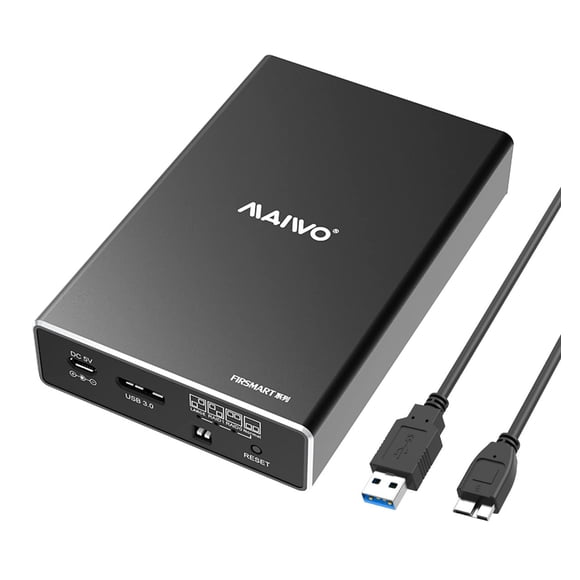 Carcasa de disco duro RAID MAIWO de doble bahía para disco duro SATA SSD HDD de 2,5 pulgadas