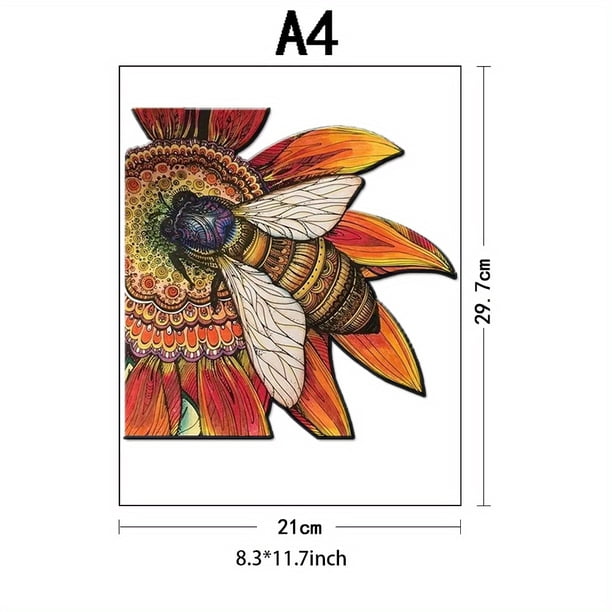 Bees Wooden Jigsaw Puzzle, Wooden Puzzles For Adults, Animal Shaped Puzzles, Magic Puzzles, Unique Irregular Shaped Wood Puzzles
