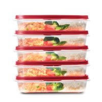 Recipientes Rubbermaid Easyfindlids Para Preparación De Comidas, 1,3 Litros, 5 Unidades, Color Rojo