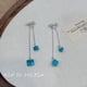 thumbnail image 1 of Blue Long Rhinestone Tassel Dangle Earrings for Women, Elegant Summer Vacation Jewelry, 1 of 2