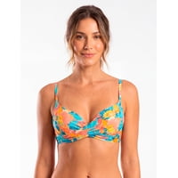 Samia - Bikini Estilo Sostén Drapeado Estampado Coral