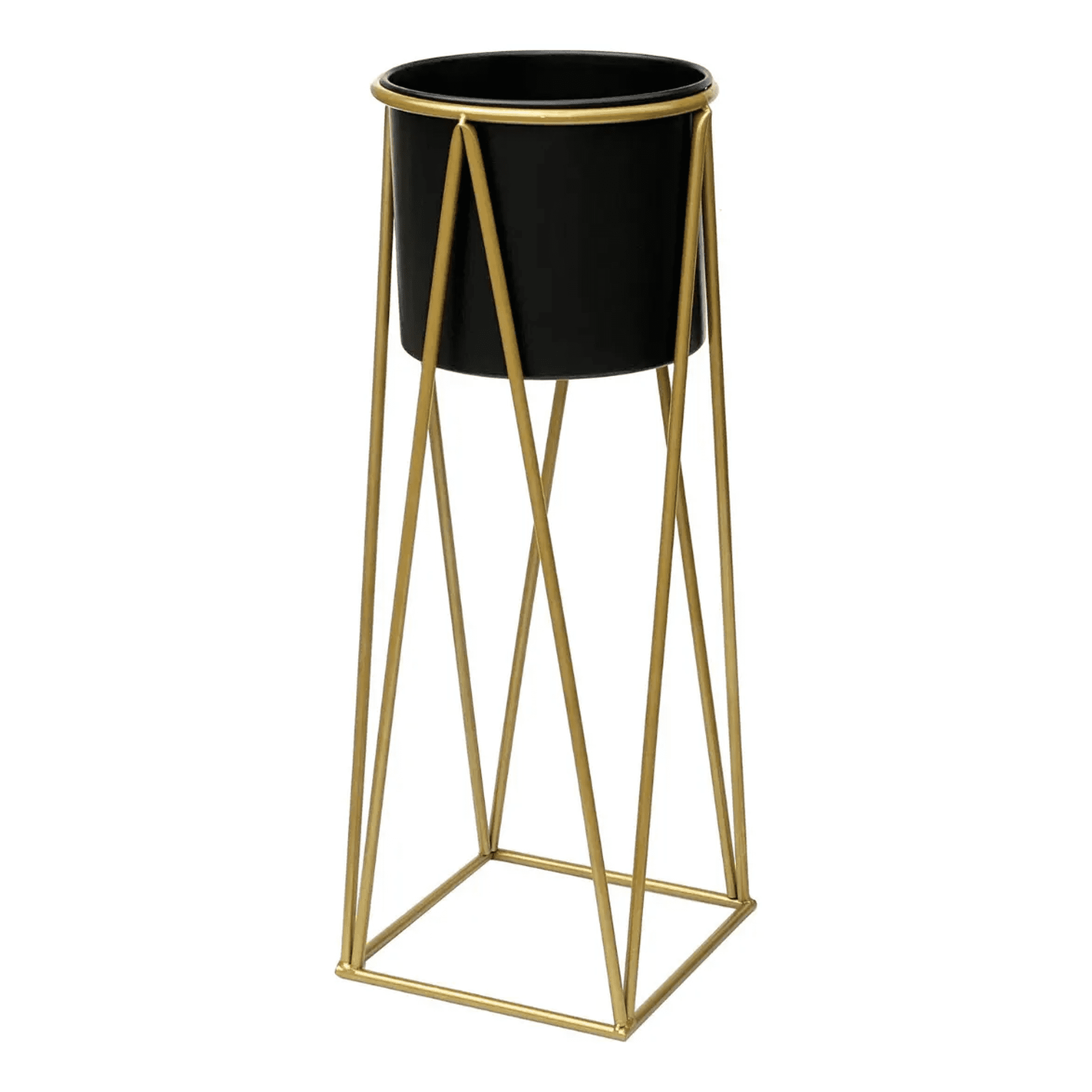 Porta Macetero Belug Pedestal Maceta Plantas Negro Dorado