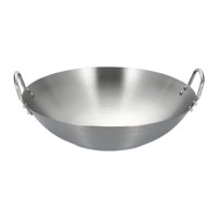 Magideal - Wok Acero Inoxidable Sartén Fondo Plano Antiadherente Multifunción Dos Asas Resistente Oxidación Adecuado Para Cocina Hogar Restaurante Cafetería Diámetro 26Cm