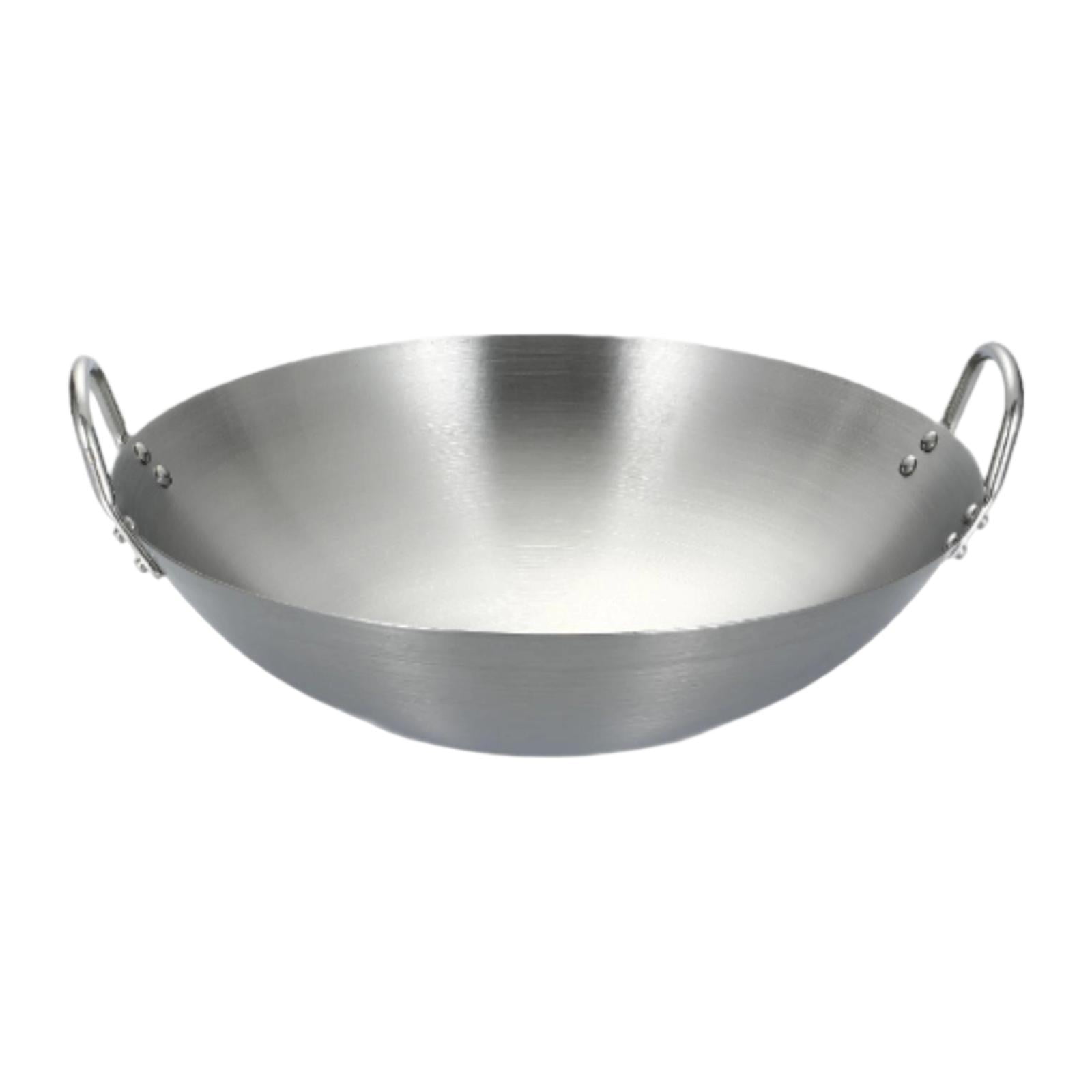 Magideal - Wok Acero Inoxidable Sartén Fondo Plano Antiadherente Multifunción Dos Asas Resistente Oxidación Adecuado Para Cocina Hogar Restaurante Cafetería Diámetro 26cm
