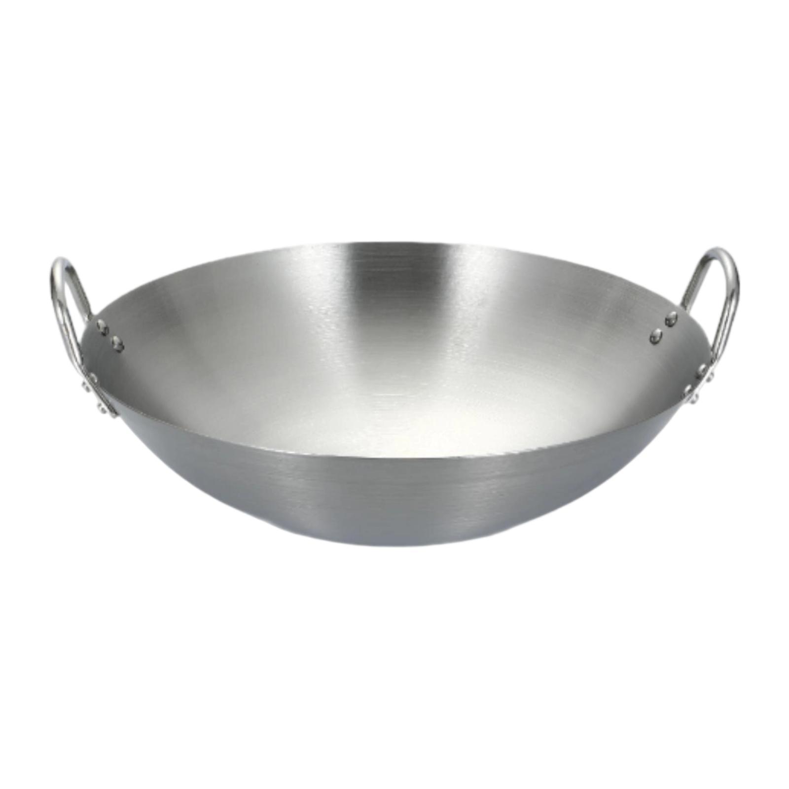 Magideal - Wok Acero Inoxidable Sartén Fondo Plano Antiadherente Multifunción Dos Asas Resistente Oxidación Adecuado Para Cocina Hogar Restaurante Cafetería Diámetro 26Cm
