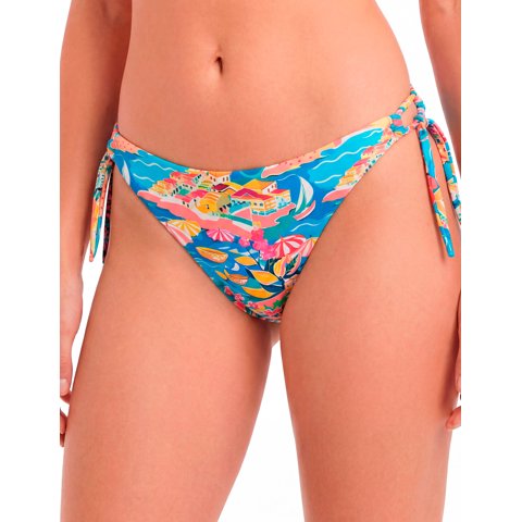 Samia - Bikini Mujer Calzón Clásico Con Amarras Estampado Turquesa