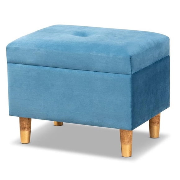 Otomana Baxton Studio Elias de terciopelo azul celeste