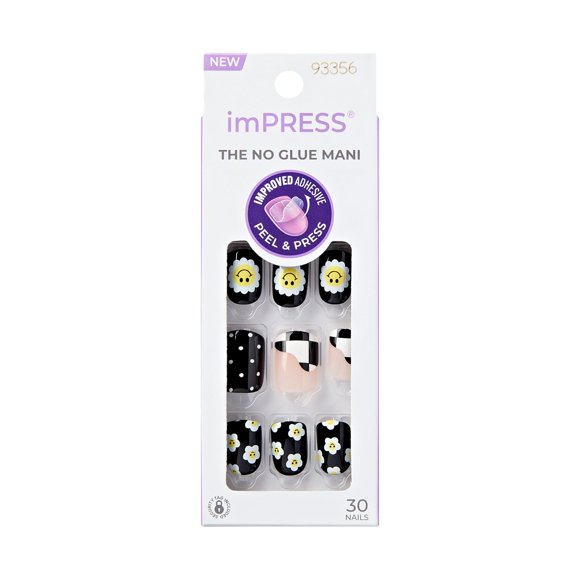 Uñas Postizas imPRESS Pandora Negro Squoval 30 uds