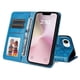 thumbnail image 4 of Funda tipo cartera FOXDOCK para iPhone 16e , diseño girasol en relieve, cuero PU, cierre magnético, soporte y tarjetero, 4 of 5