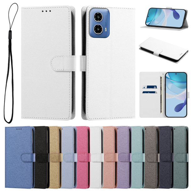 Cartera Protectora para Motorola Moto G34 con Soporte, Blanco