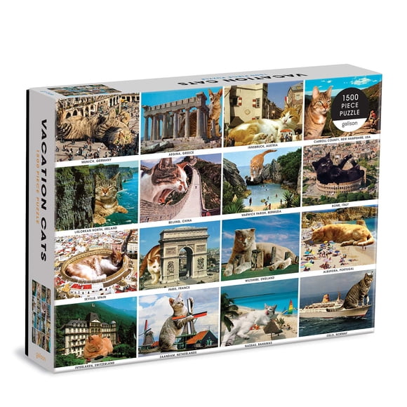 Puzzle Galison Vacation Cats de 1500 piezas con lugares famosos