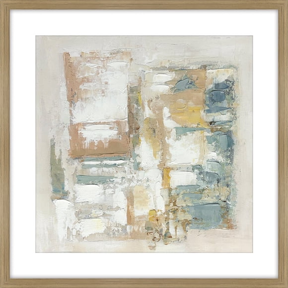 Cuadro Decorativo Abstracto Pintado a Mano Con Vidrio Matices De Calma I 80x80