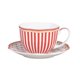 thumbnail image 5 of Taza y platillo para té y café Grace Teaware Red Dot Stripes, 5 of 5