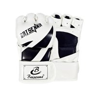 Magideal - Guantes De Mma Medio Karate Guantes De Lucha Saco De Arena Equipo De Protección Adultos Ligeros Taekwondo Envolturas Para Manos Guantes De Boxeo , Blanco Negro