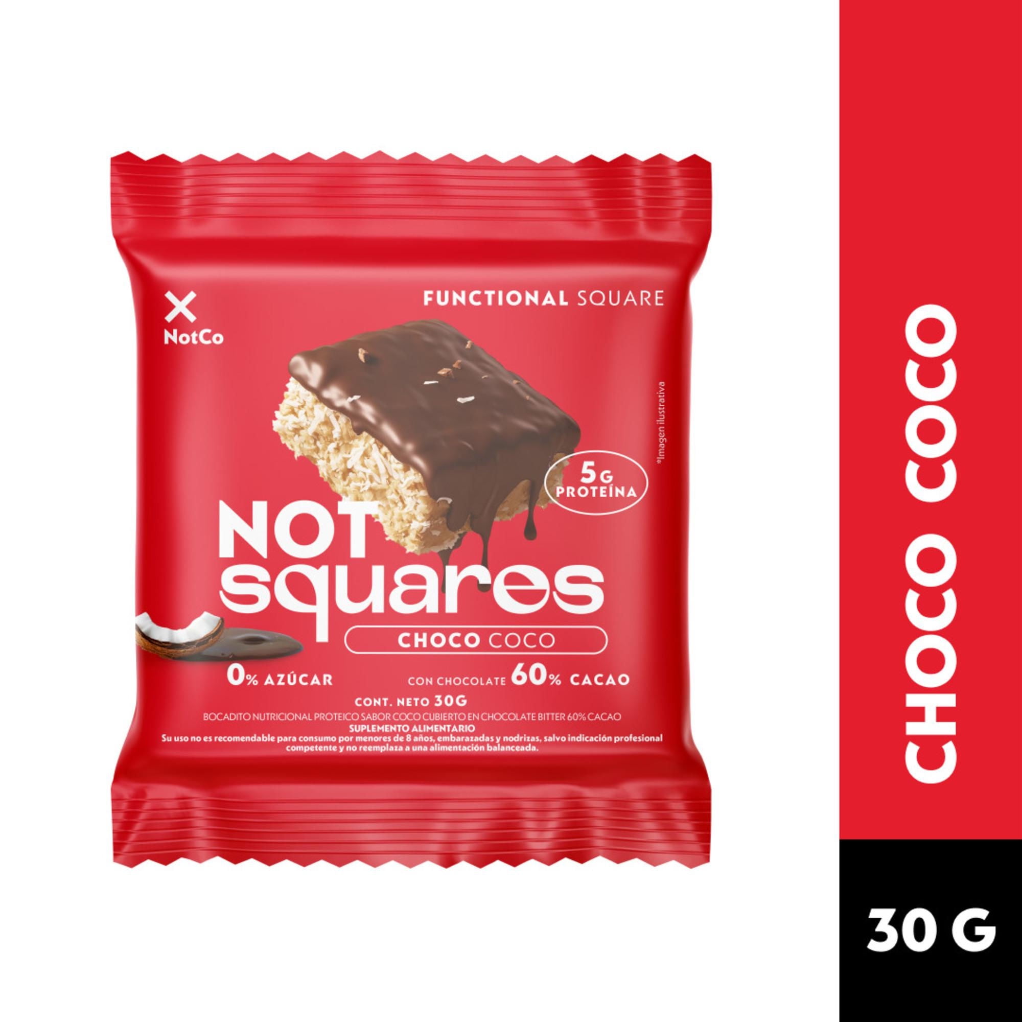 Bocado Notsquare Coco Cubierto En Chocolate Con Proteína 30 g NotCo