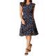 thumbnail image 1 of Vestido Floral de Mujer INSPIRE CHIC con Mangas con Volantes, Escote en V, Fruncido, Volantes, Vestidos Casuales Azul Marino S, 1 of 6