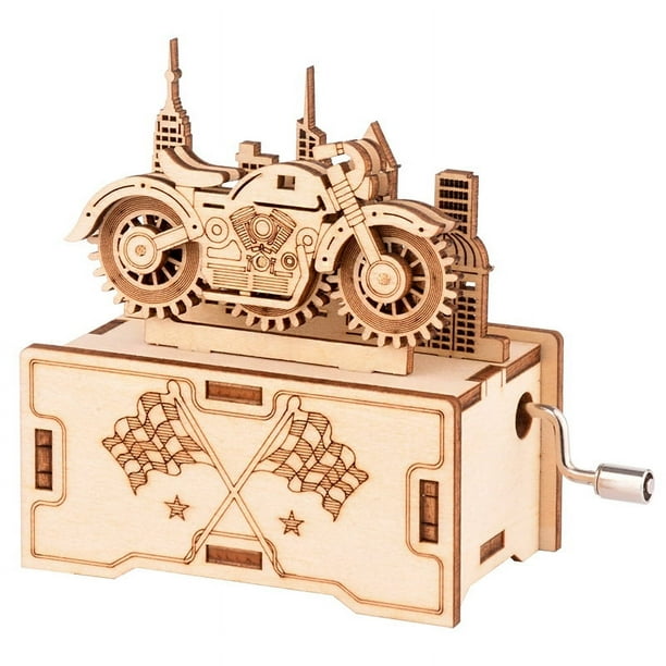 DIY 3D Wooden Puzzle Piano Music Box Model Kits Toys For Children, Hand Shake Assembly Toy Gifts, Creative Stem Toys Kit Gift For Kids