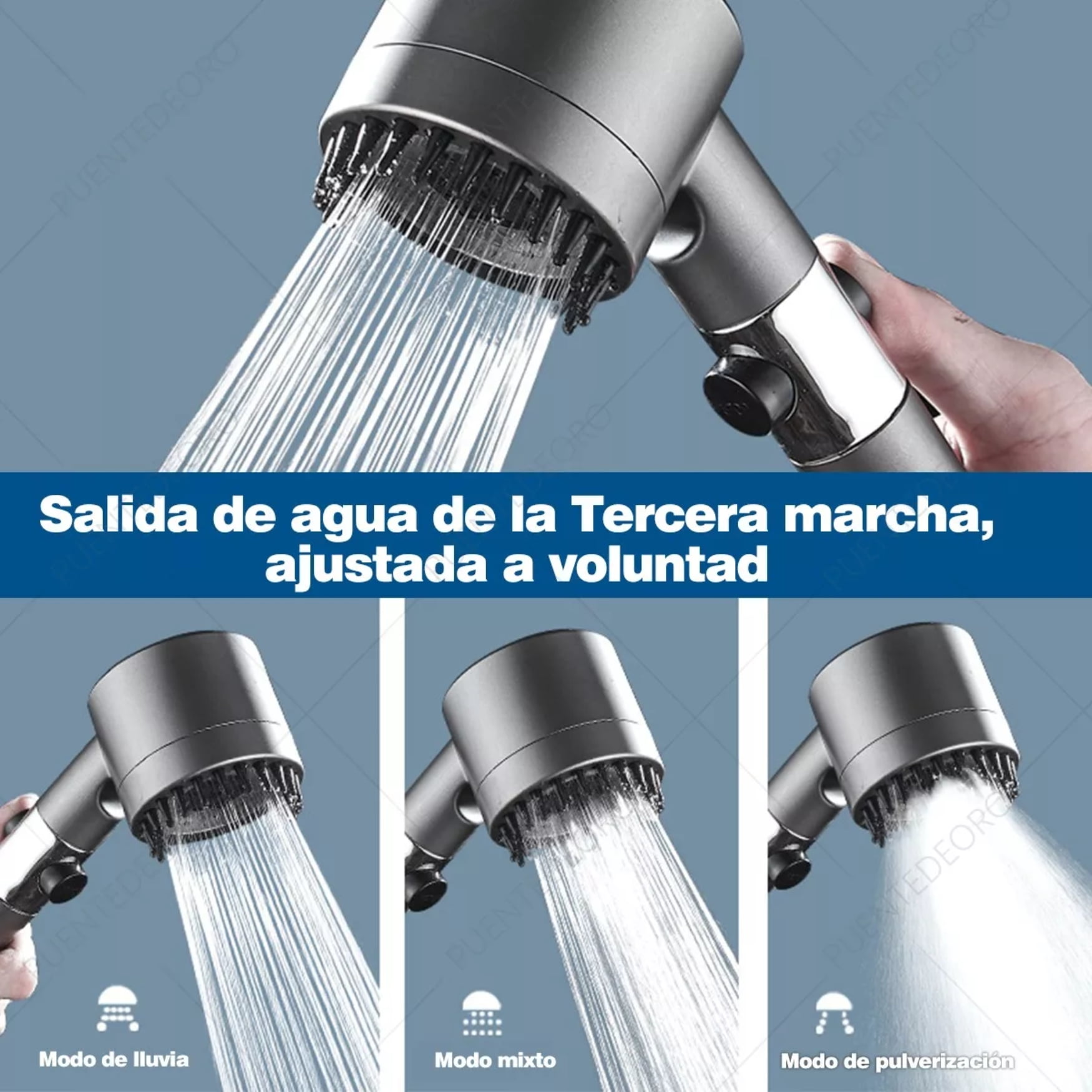Movi - Cabezal De Ducha Alta Presión 4 En 1 Con Filtro Purificador De Agua