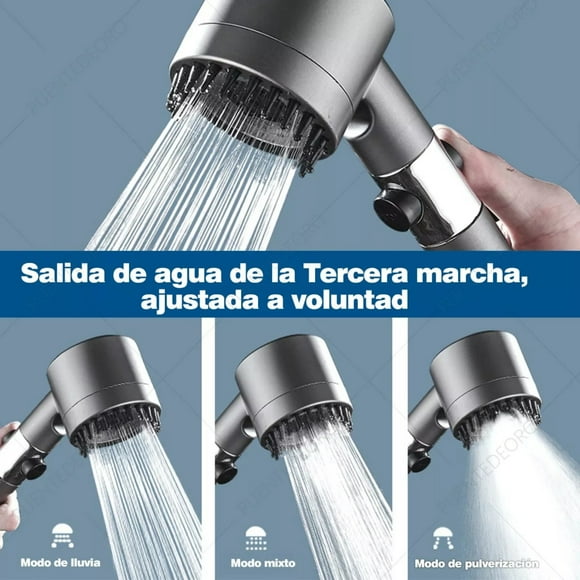 Cabezal De Ducha Alta Presión 4 En 1 con Filtro Purificador de Agua