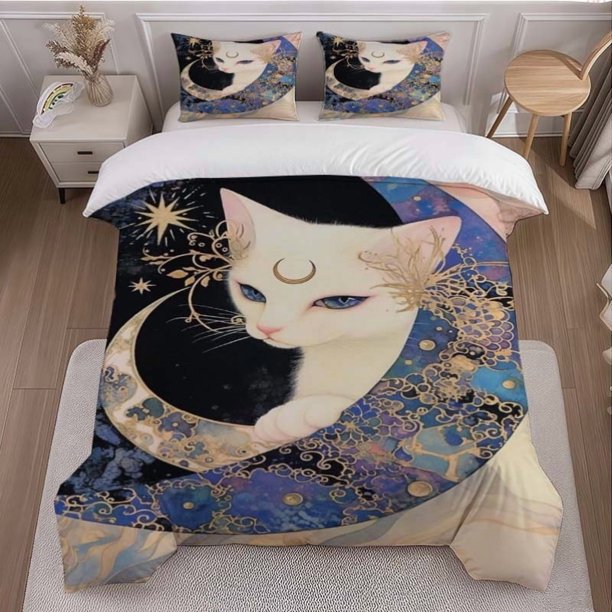 Fantasy Cat Elf Theme Bedding Set | Soft and Comfortable All-Season Ideal for Home and Bedroom