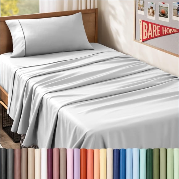 Juego de sábanas Bare Home Twin XL 1800 Ultra Suave Gris Nube
