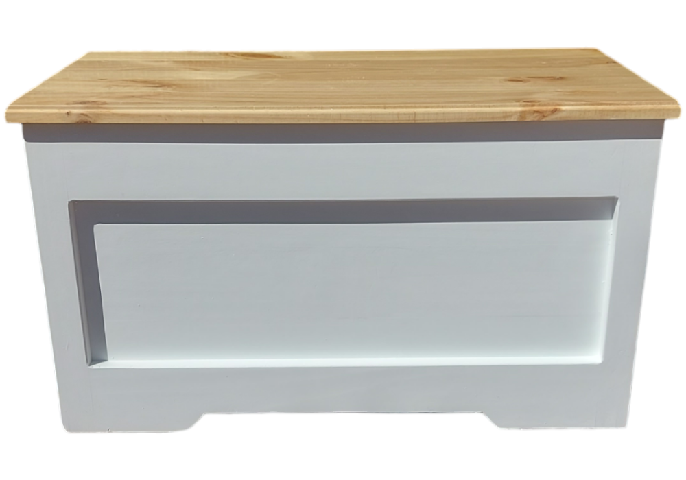 Diseños Nativa Spa - Baúl Madera Blanco Tapa Natural