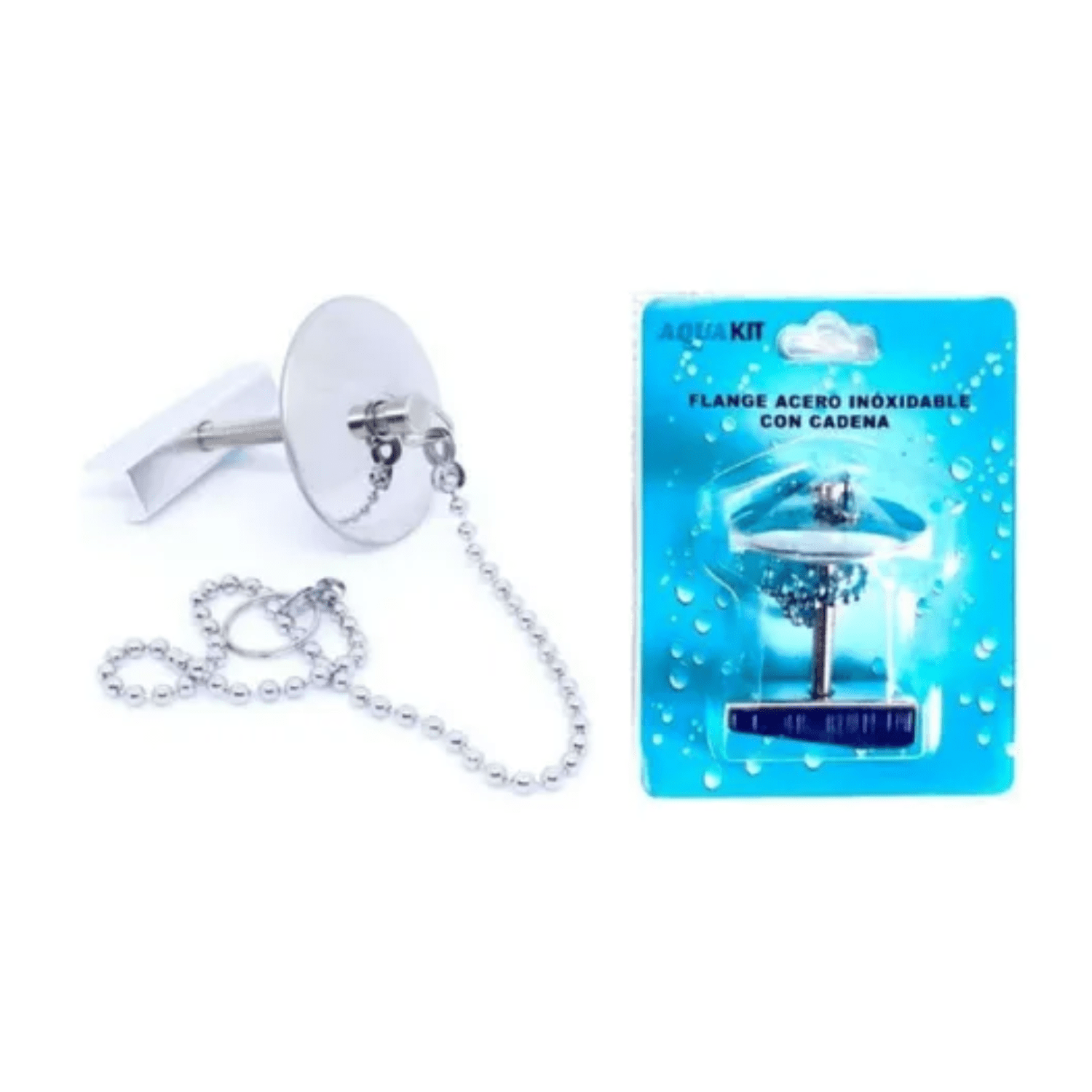 Aquakit - Piton Flange Con Cadena Para Tapar Lavamano Lavaplatos