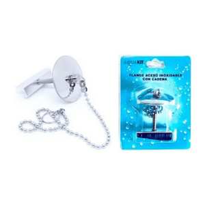 Aquakit - Piton Flange Con Cadena Para Tapar Lavamano Lavaplatos
