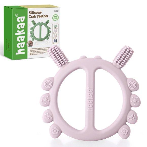 Mordedor Haakaa de Silicona en Forma de Cangrejo con Cepillo Dental 360° para Bebés Lavanda
