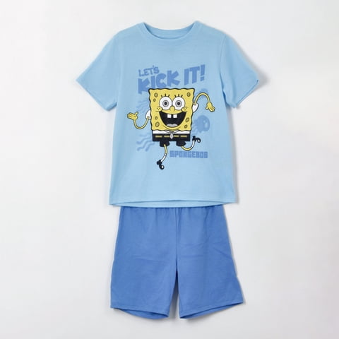 Pijama Manga Corta Niño Celeste Let’S Kick It Bob Esponja