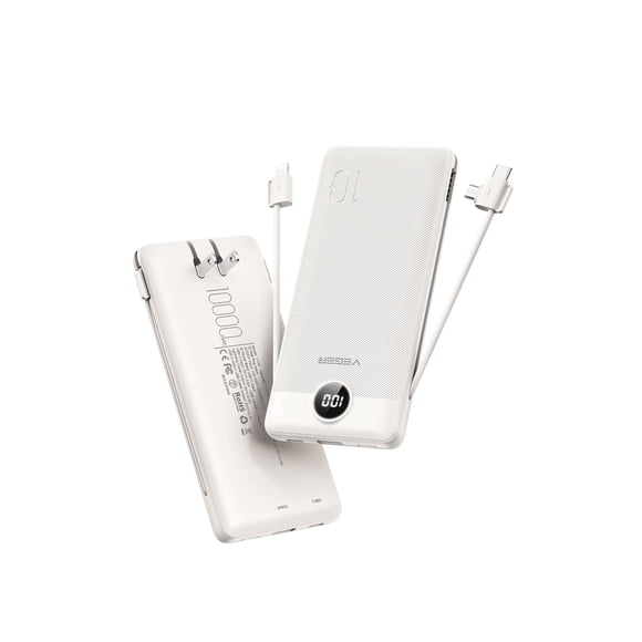 Cargador portátil VEGER de 10000 mAh con cables y enchufe integrados