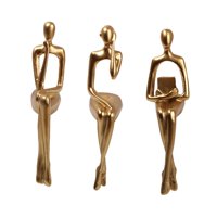 Magideal - Estatua De Pensador Sentado, Figuritas Abstractas, Adorno Moderno, Escultura Artesanal De Resina Para Decoración De Estantería De Escritorio De Oficin Oro