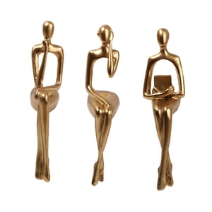 Magideal - Estatua De Pensador Sentado, Figuritas Abstractas, Adorno Moderno, Escultura Artesanal De Resina Para Decoración De Estantería De Escritorio De Oficin Oro