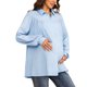thumbnail image 4 of INSPIRE CHIC Blusa de Maternidad para el Trabajo Cuello de Punta Camisa de Oficina Talla Extra Grande Azul Cielo, 4 of 6