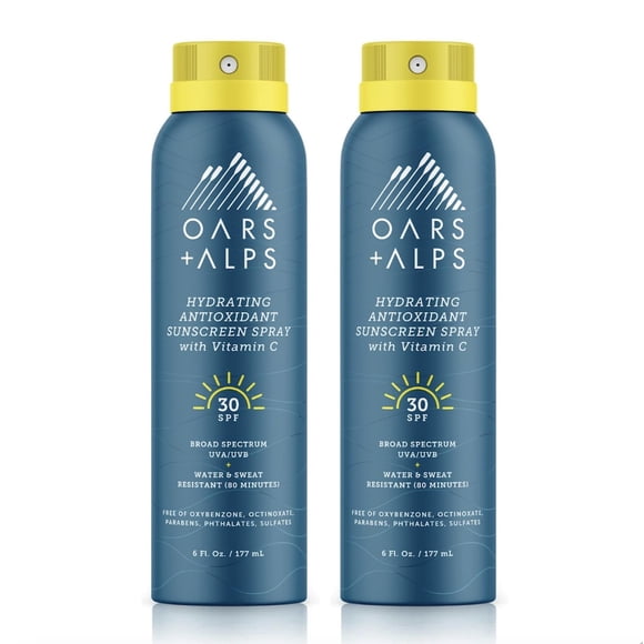 Spray de protección solar Oars + Alps, hidratante, SPF 30, 177 ml, paquete de 2