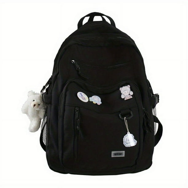 Upgrade Your School and Travel Game with Our Kawaii Canvas Backpack - Simple Preppy Style with Large Capacity for Women