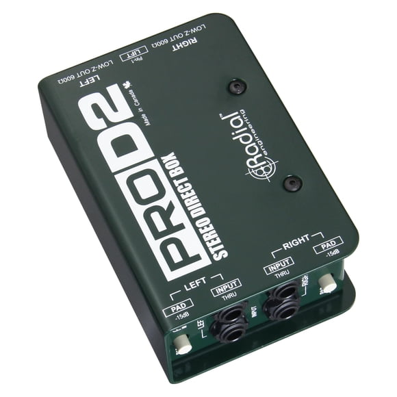 Caja DI Direct Box estéreo pasiva Radial ProD2 con aislamiento