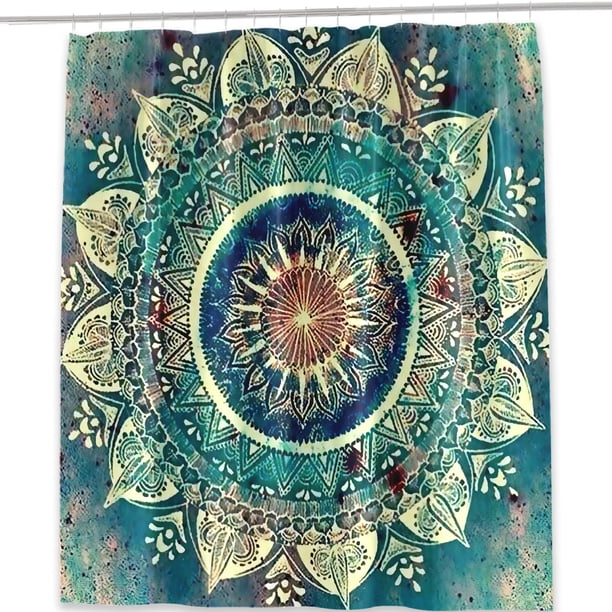 1pc Bohemian Mandala Shower Curtain - Waterproof Polyester Bath Curtain with Hooks - Adds Style and Functionality to Your Bathroom