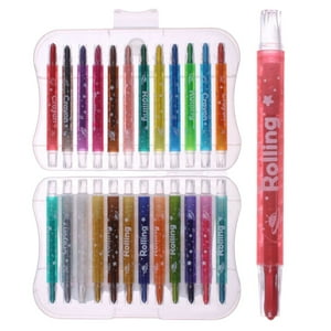 Genérico - Set De Crayones Cortos Rotatorios - 24 Colores Con Estuche De Plástico