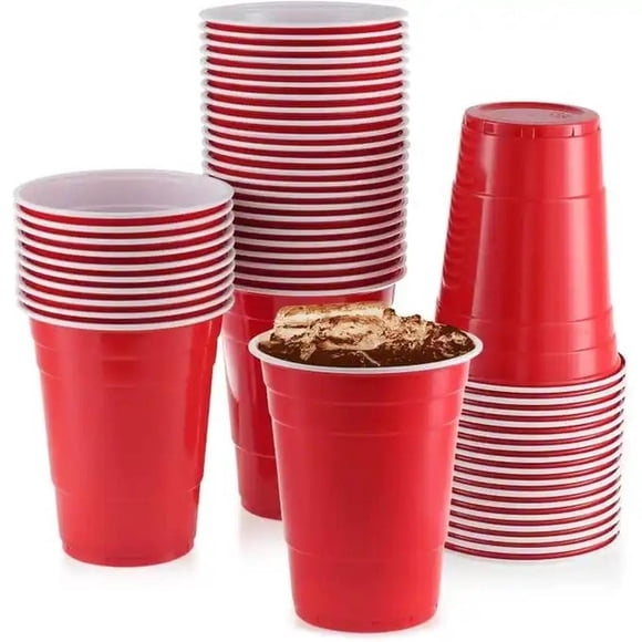 Vaso Plastico Rojo Desechable Fiesta 470 ml x 50 uds