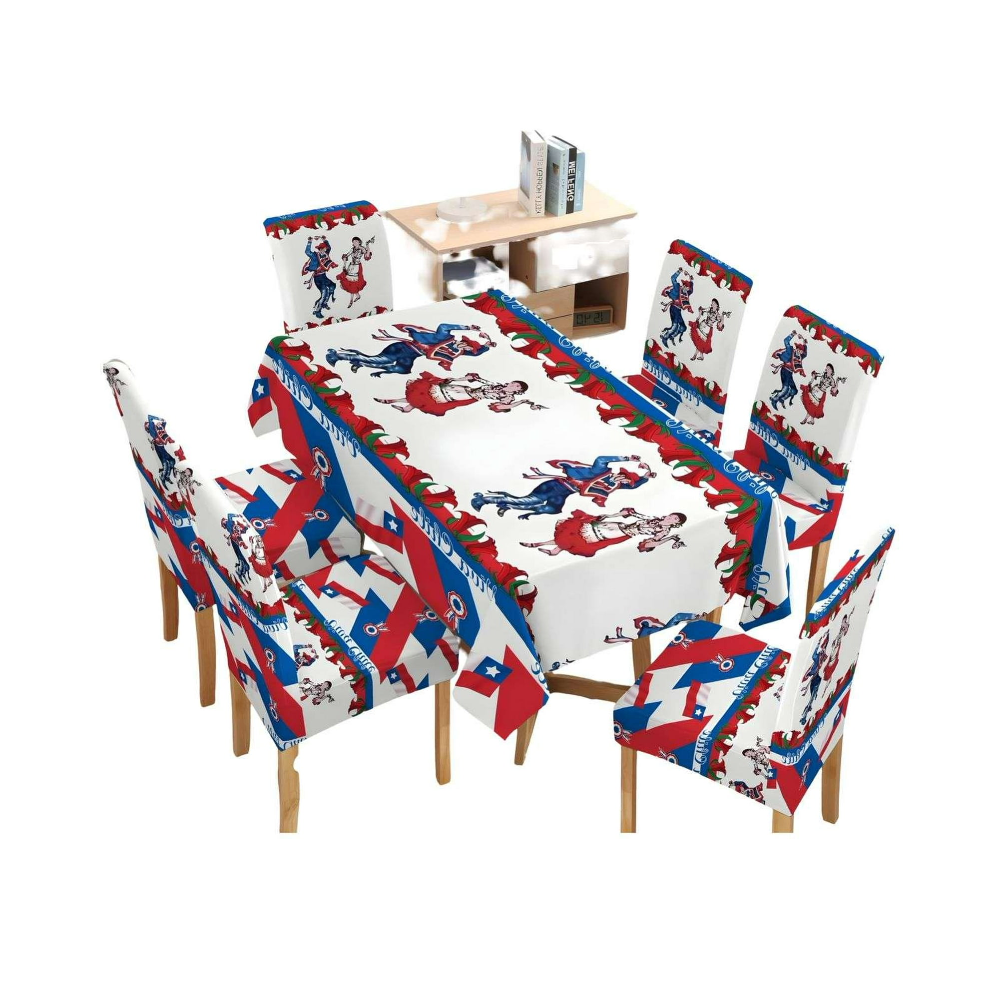 Tengfei - Mantel Fiestas Patrias Con 6 Fundas De Sillas