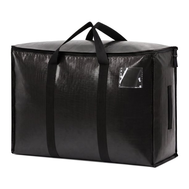 REGALWOVEN 4 Paquetes de Almacenamiento de Ropa, Bolsas de Almacenamiento Plegables, Bolsas de Mudanza para Organizar Dormitorio, Organizadores de Armario y Almacenamiento con Asas Negro